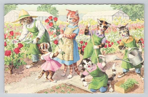 Family cats gardening 4927 - of,